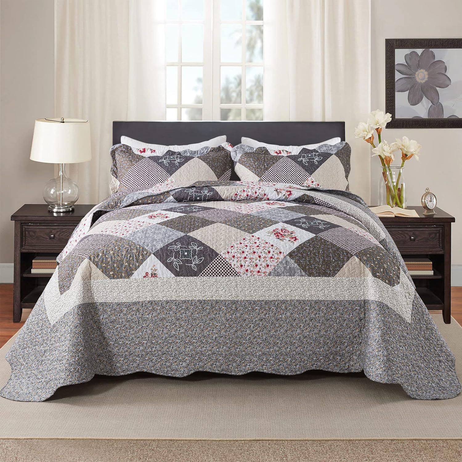 HoneiLife Oversized King Bedspreads 120x120-3 Pcs California King Quilt, Extra L...