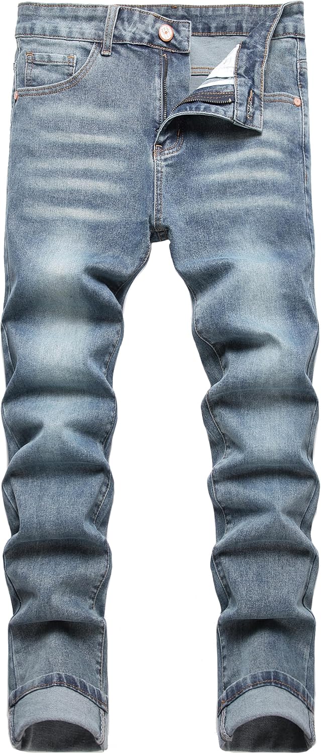 Men's Slim Fit Stretch Jeans, Special Fashion Straight Leg Ripped Skinny Jeans f...