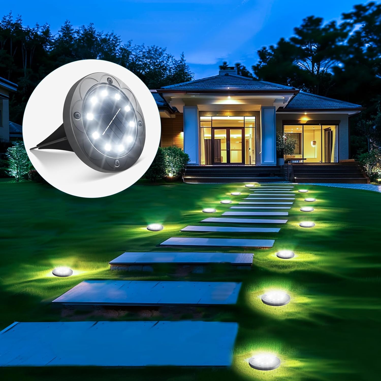 Brightown Solar Lights Outdoor Waterproof, 12 Packs LED In-Ground Lights Outdoor...