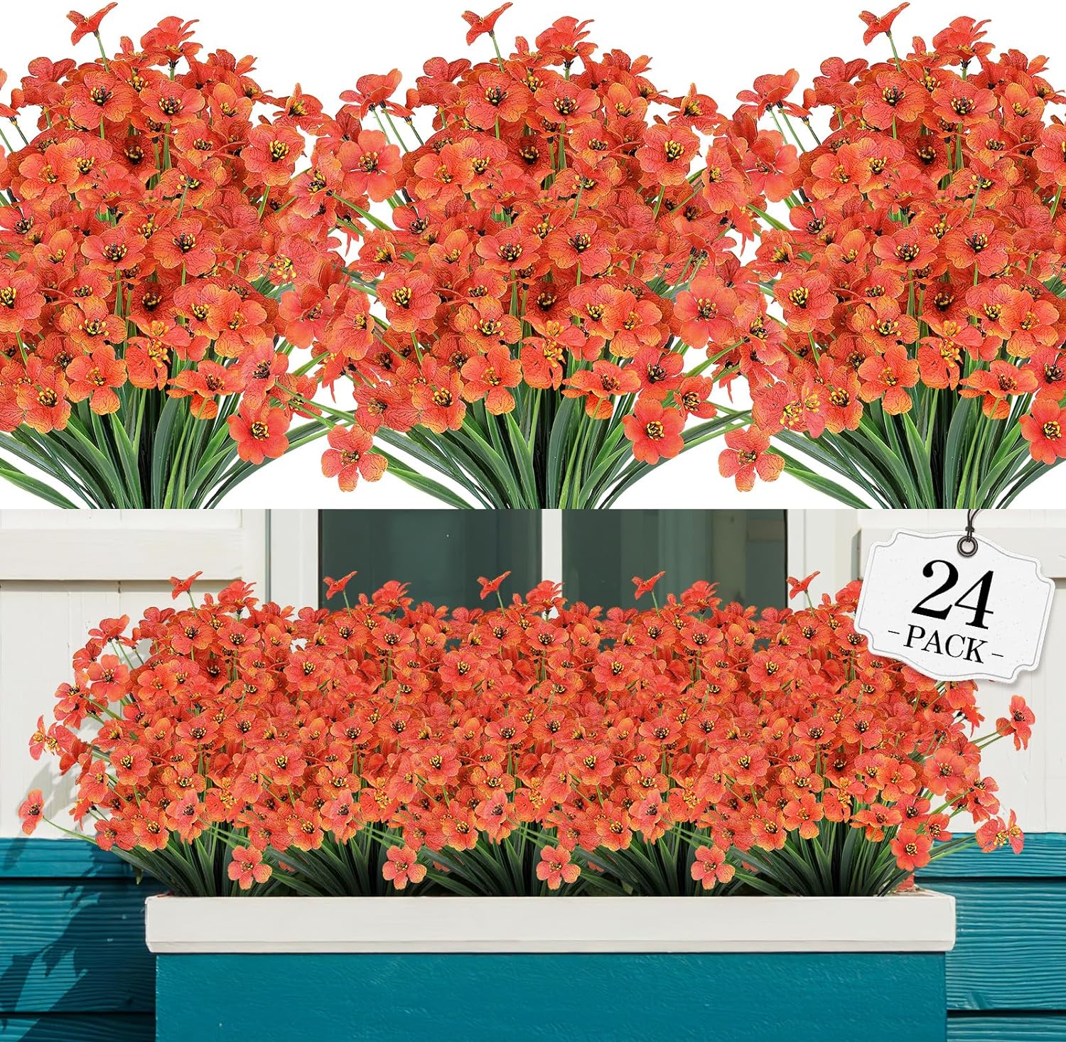 24 Bundles Artificial Fall Flowers, Unique No Fade Fake Plastic Flowers, Special...