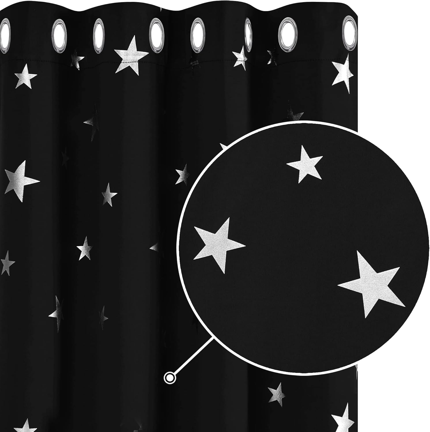 Deconovo Stars Foil Printed Thermal Insulated Curtains, Special Blackout Curtain...