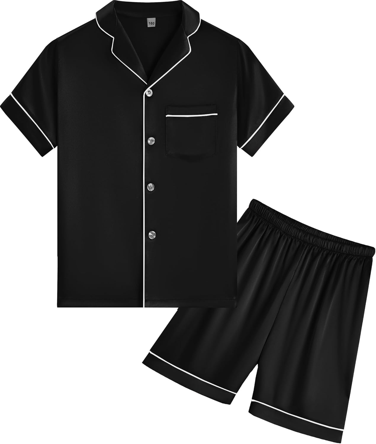 Pajama Set for Kid Boy Girl Button-up Silk Pajama Sleepwear Nightwear Loungewear...
