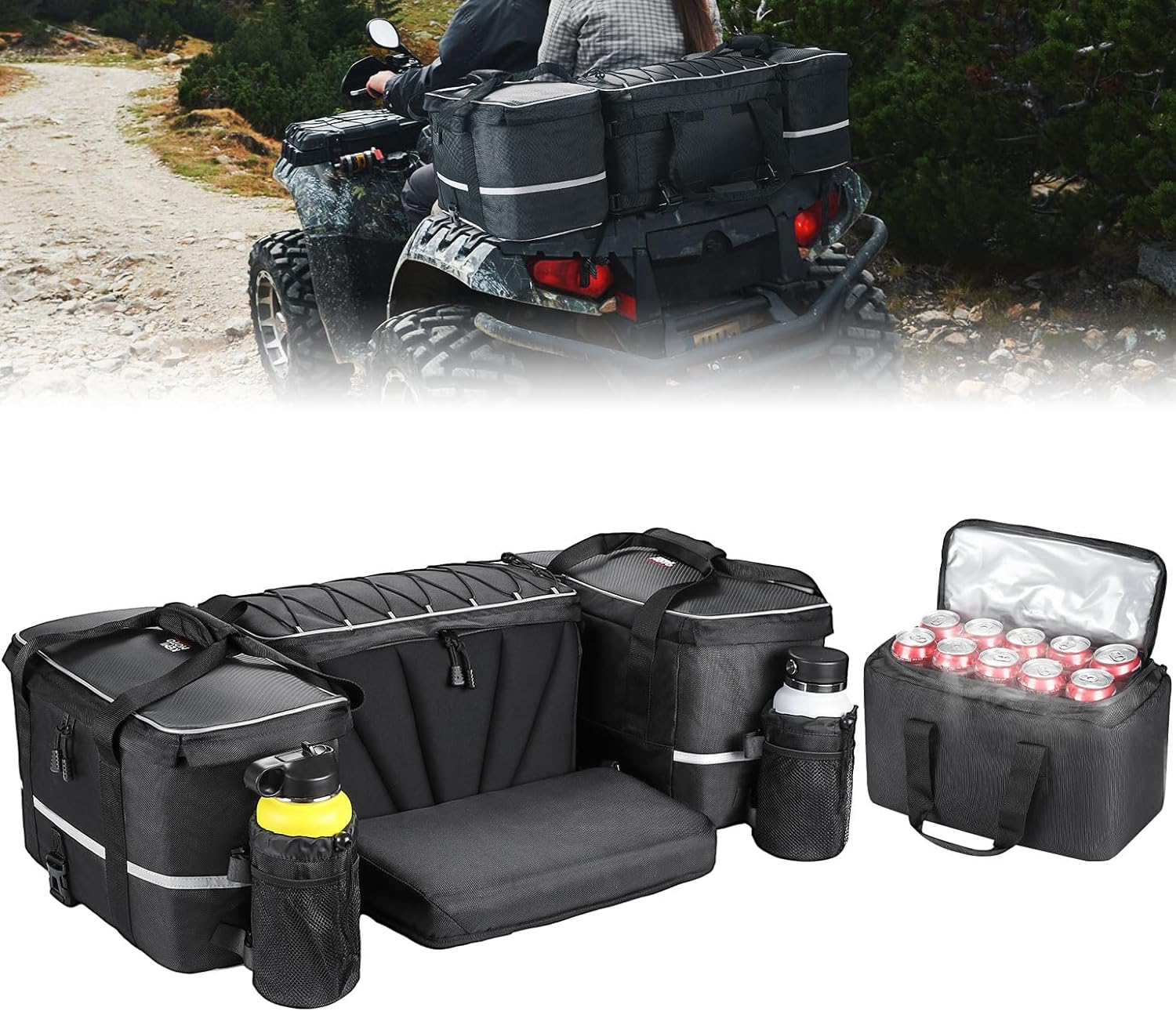 KEMIMOTO ATV Bag, 74L Large ATV Cargo Bag with Cooler Bag, Waterproof 4 Wheeler...