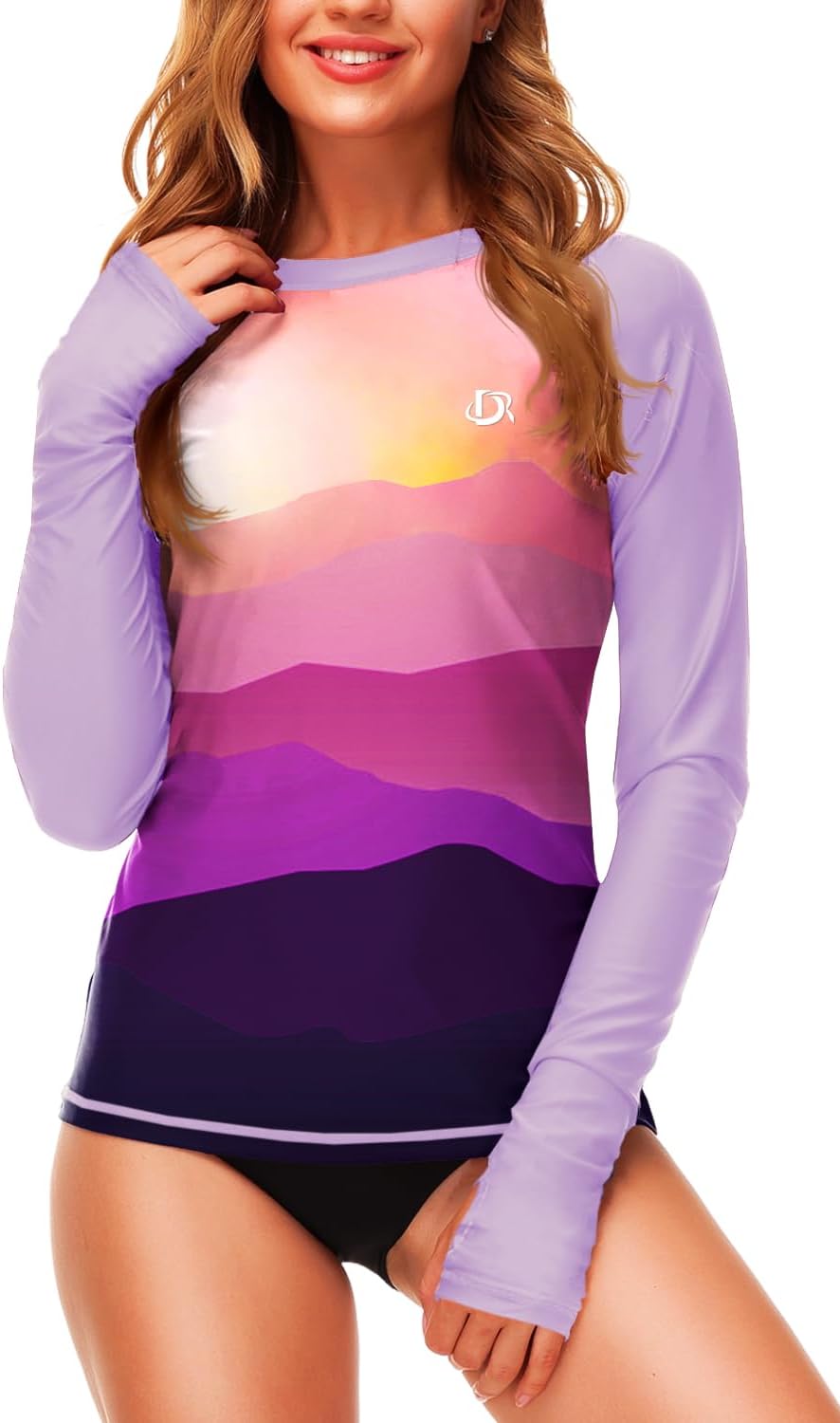 Deerose Women's Swim Shirt, Special Gradient Rash Guard with UPF 50, Innovative...
