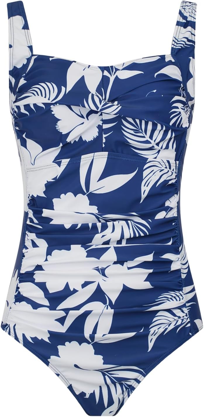 Aidotop Womens One Piece Swimsuit Tummy Control Swimwear with Retro Ruched Monok...