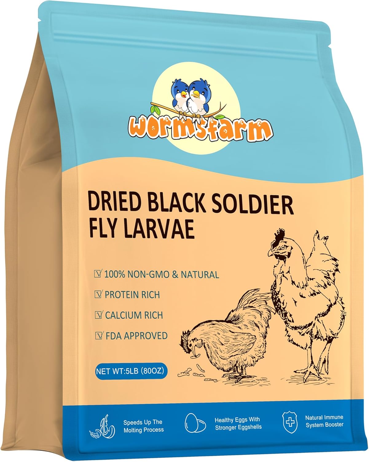 5lb Dried Black Soldier Fly Larvae for Chickens More Calcium Than Mealworms for...