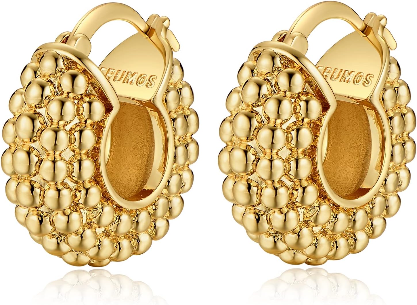 18K Gold Plated Chunky Hoop Earrings for Women Fashion Thick Gold Hoops Set Jewe...