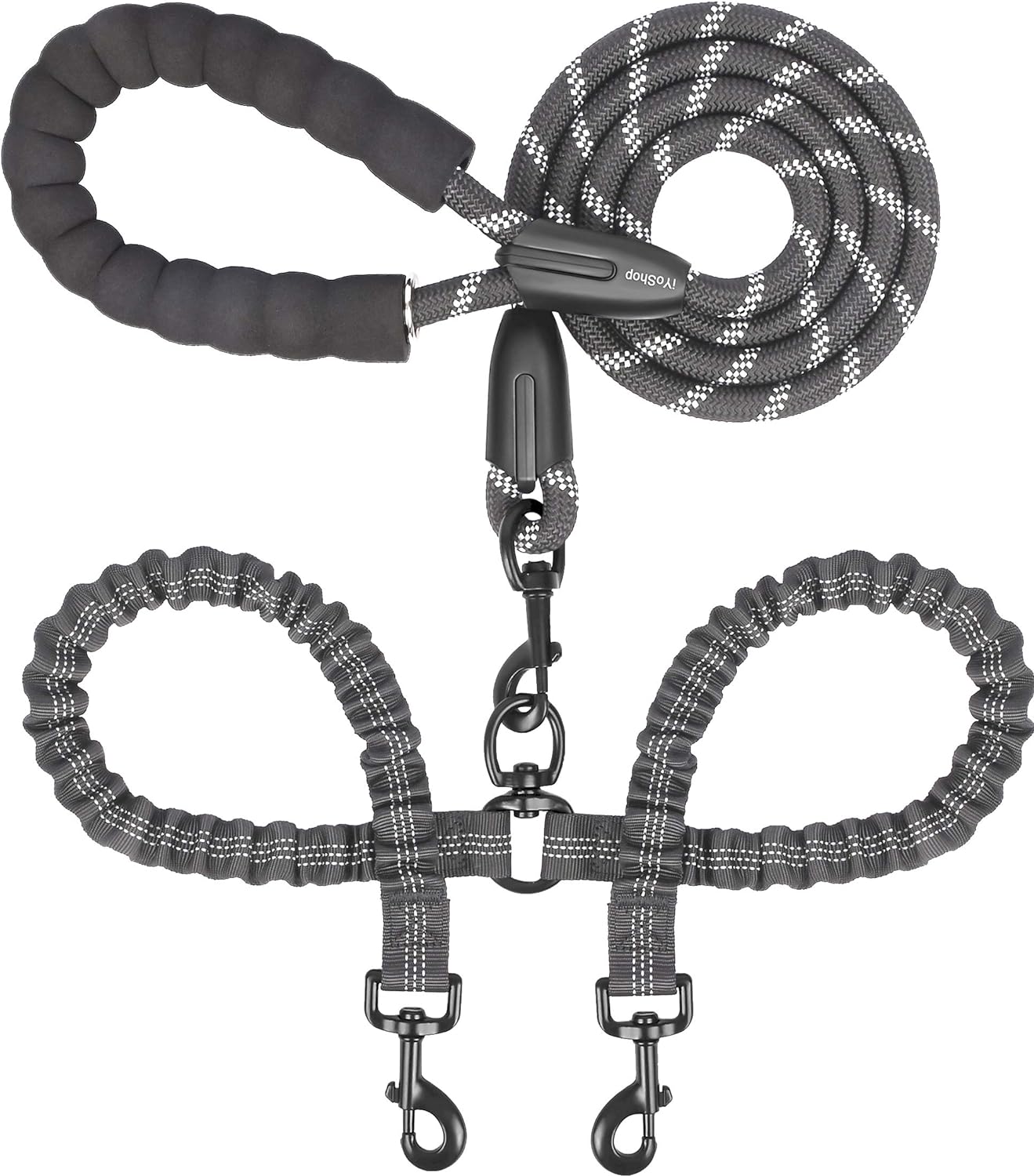 iYoShop Dual Dog Leash, Double Dog Leash, 360 Swivel No Tangle Walking Leash, Sh...