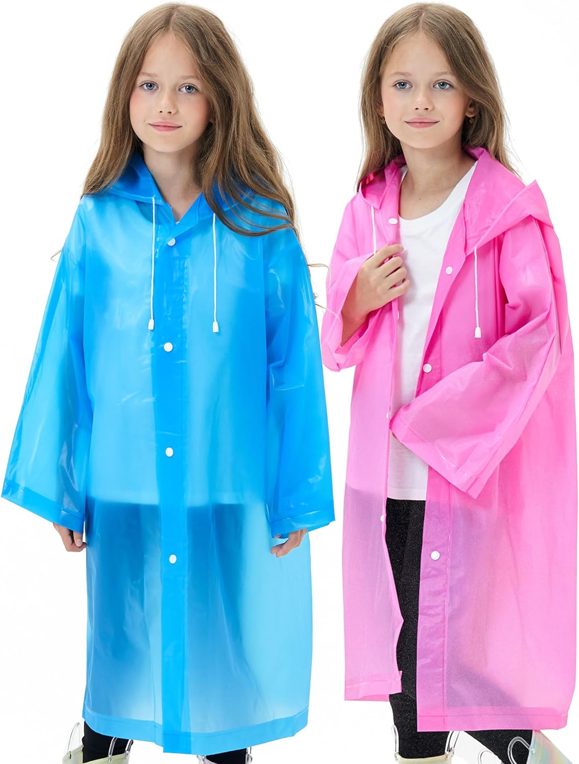 2 Pack Waterproof Raincoats for Kids Reusable,EVA Rain Ponchos Emergency Rain Ja...