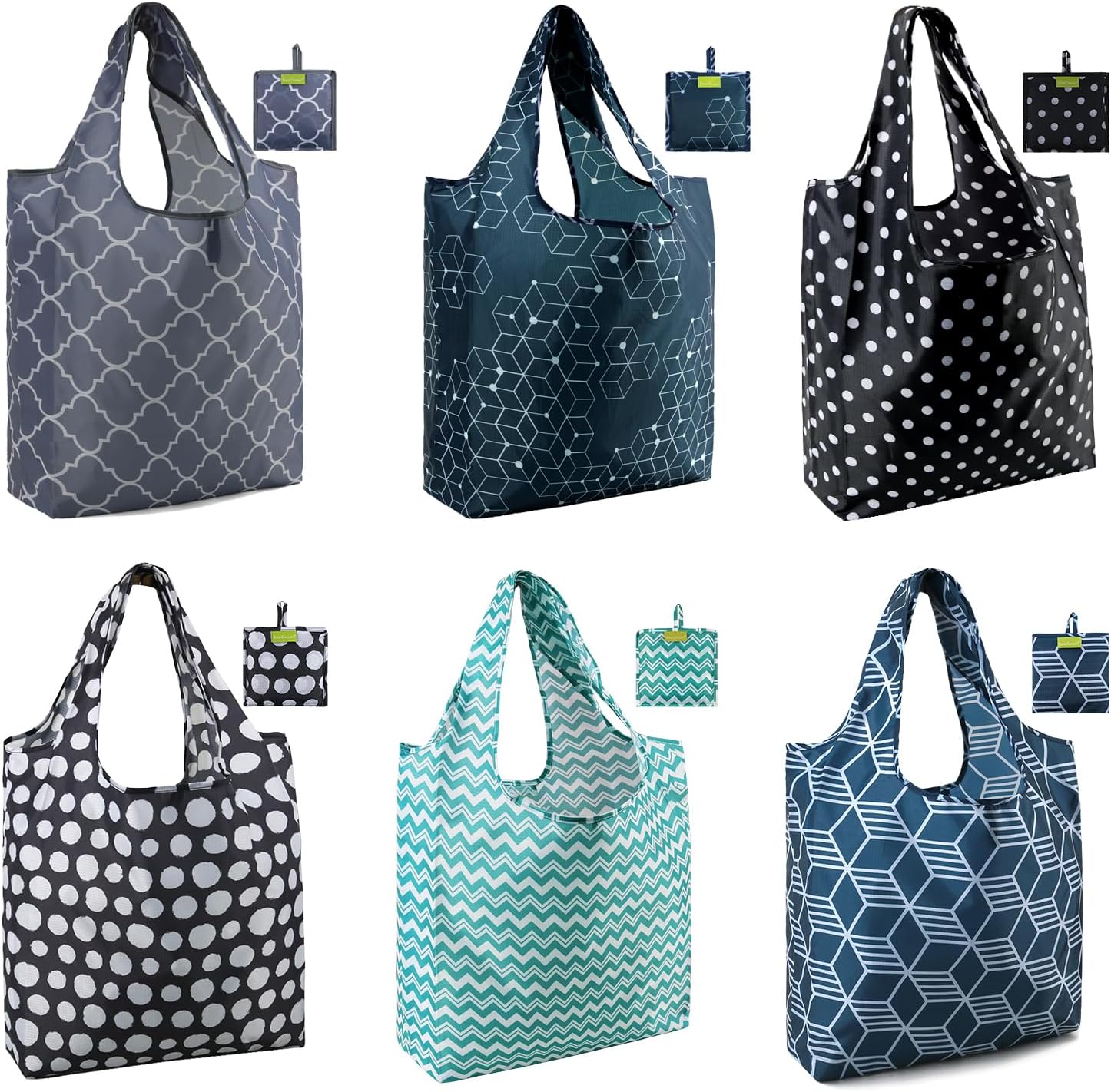 BeeGreen Geometric Reusable Shopping Bags, Special Foldable Reusable Grocery Bag...