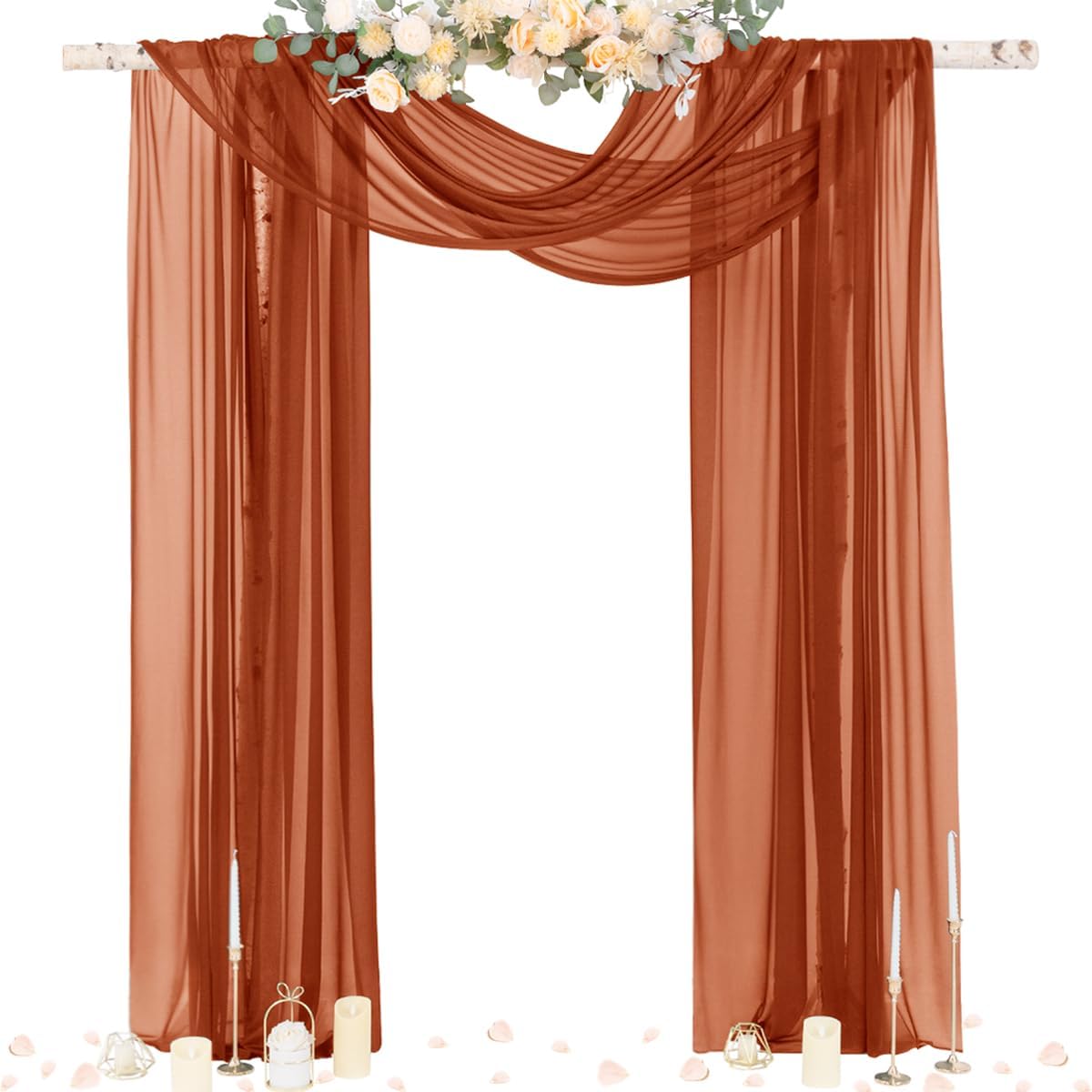 Socomi Wedding Arch Draping Fabric, Special Terracotta Sheer Outdoor Curtain Dra...