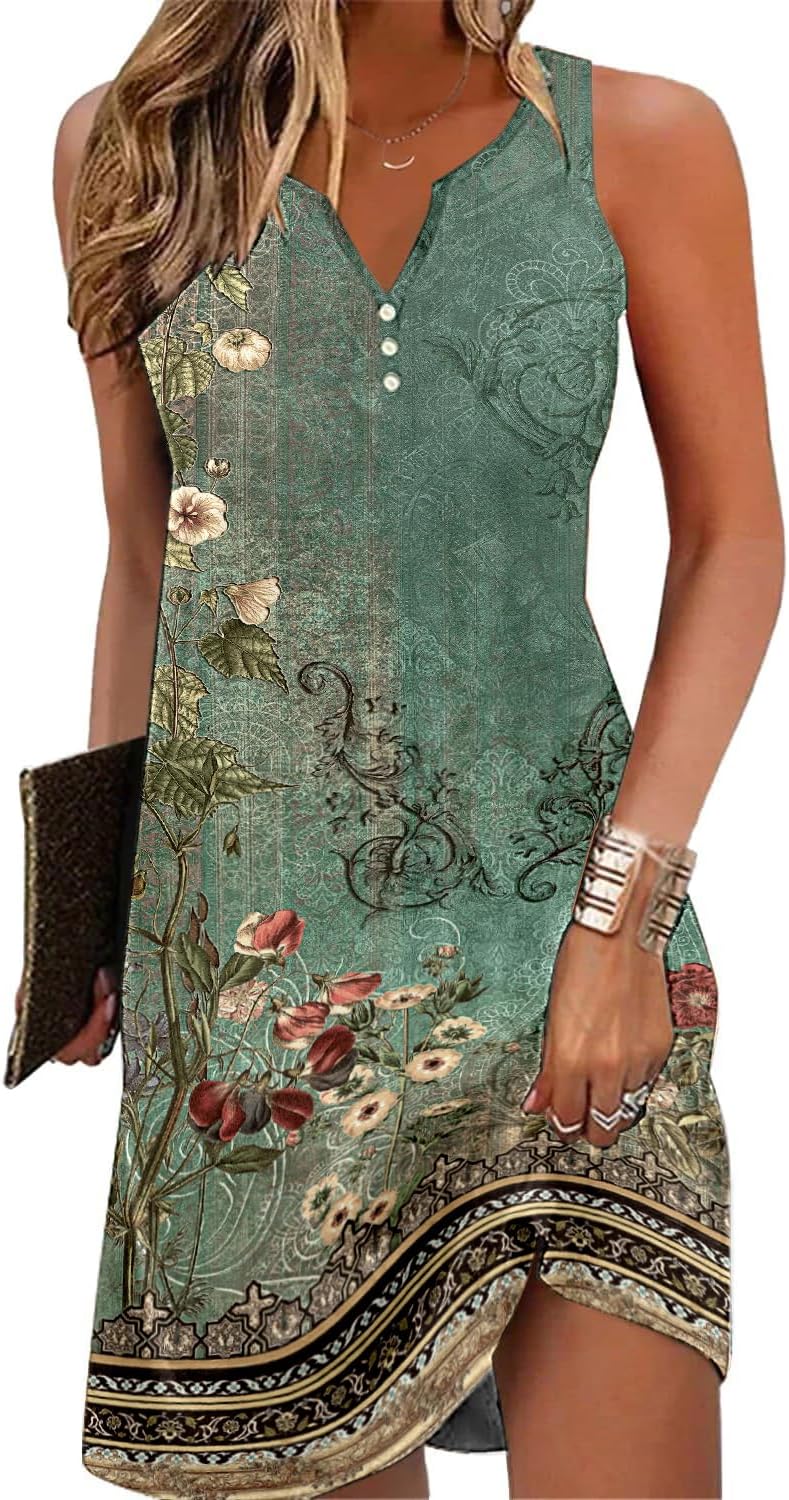 Ladlop Summer Dresses for Women 2024 Beach Loose Casual A Line Dress Sleeveless...