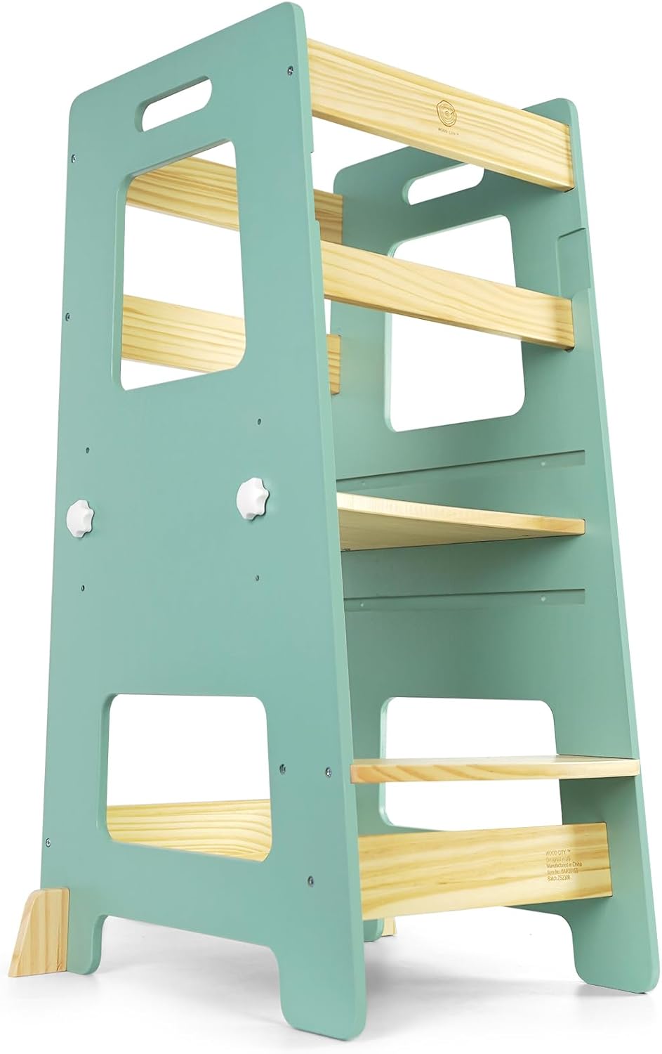 WOOD CITY Kitchen Step Stool - Safe Montessori Standing Tower for Kids with Safe...