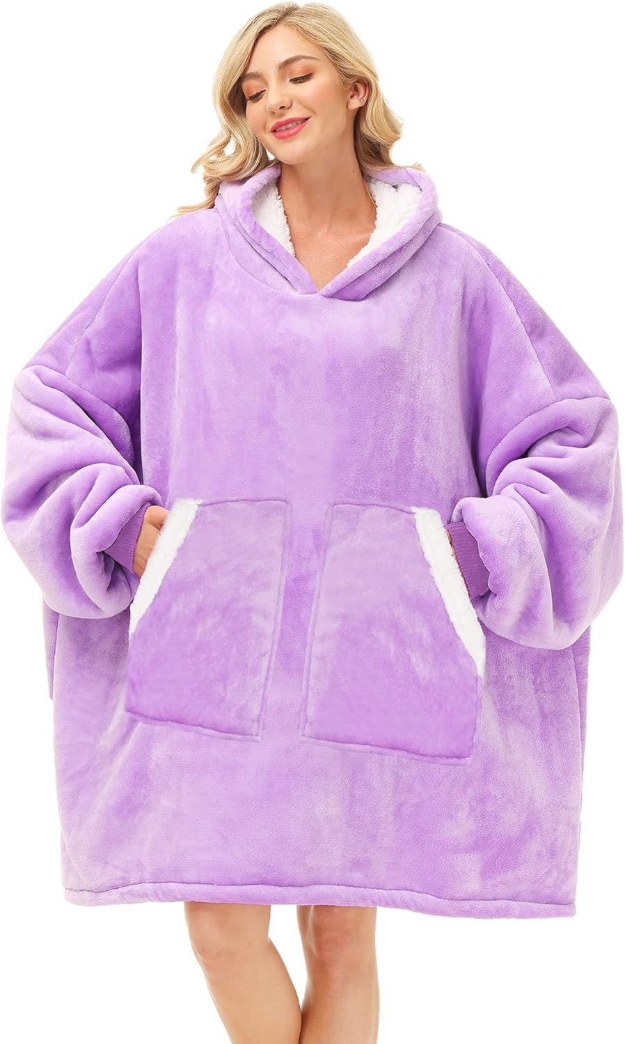 Kipswiza Oversized Wearable Blanket Sherpa Fleece Thick Warm Hoodie Blanket Big...