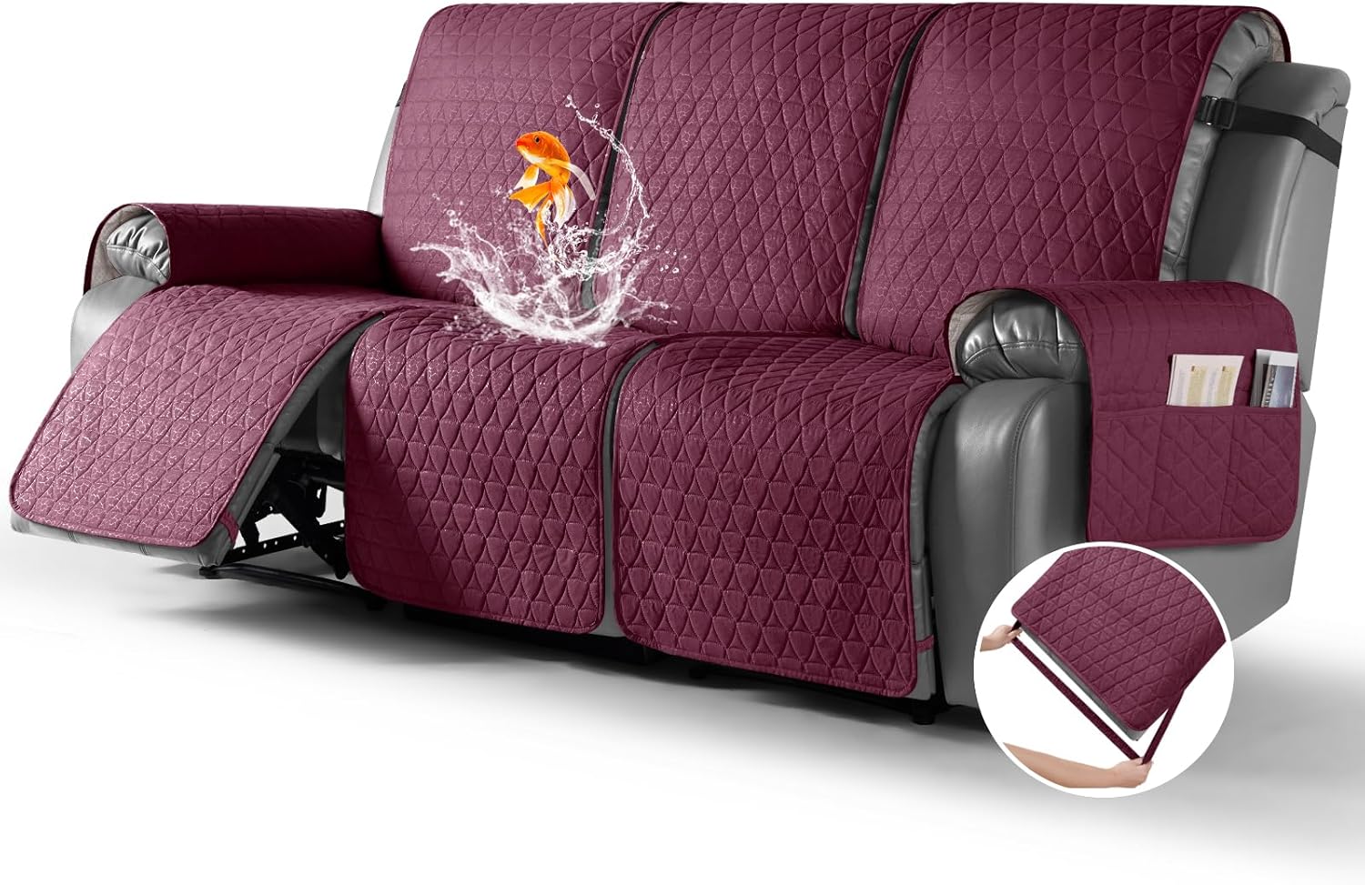 TAOCOCO 100% Waterproof Recliner Sofa Cover-Non Slip Split Couch Covers for Recl...
