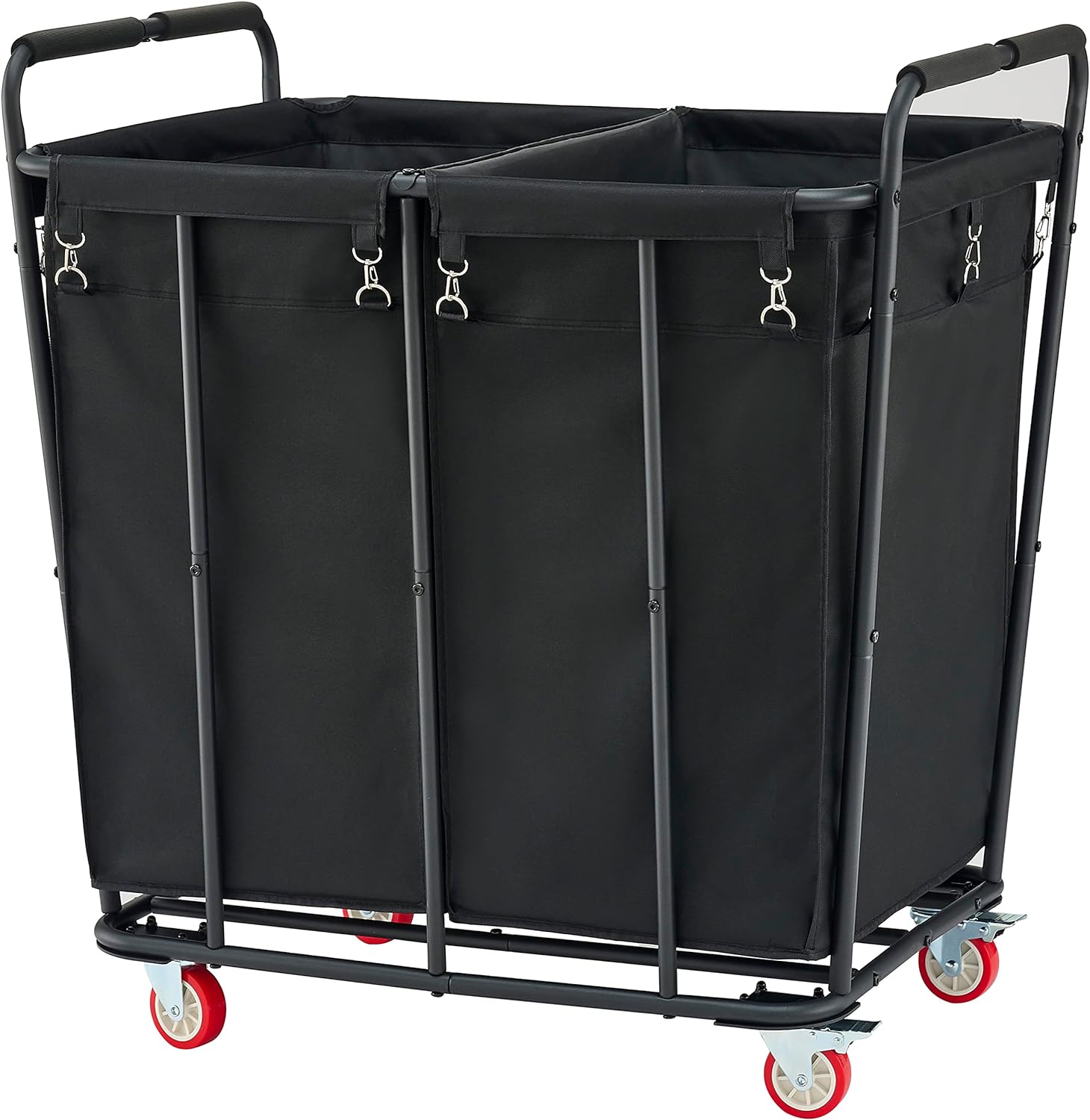Hoctieon 2 Section Laundry Sorter Cart, Rolling Laundry Hamper with Wheels, Heav...
