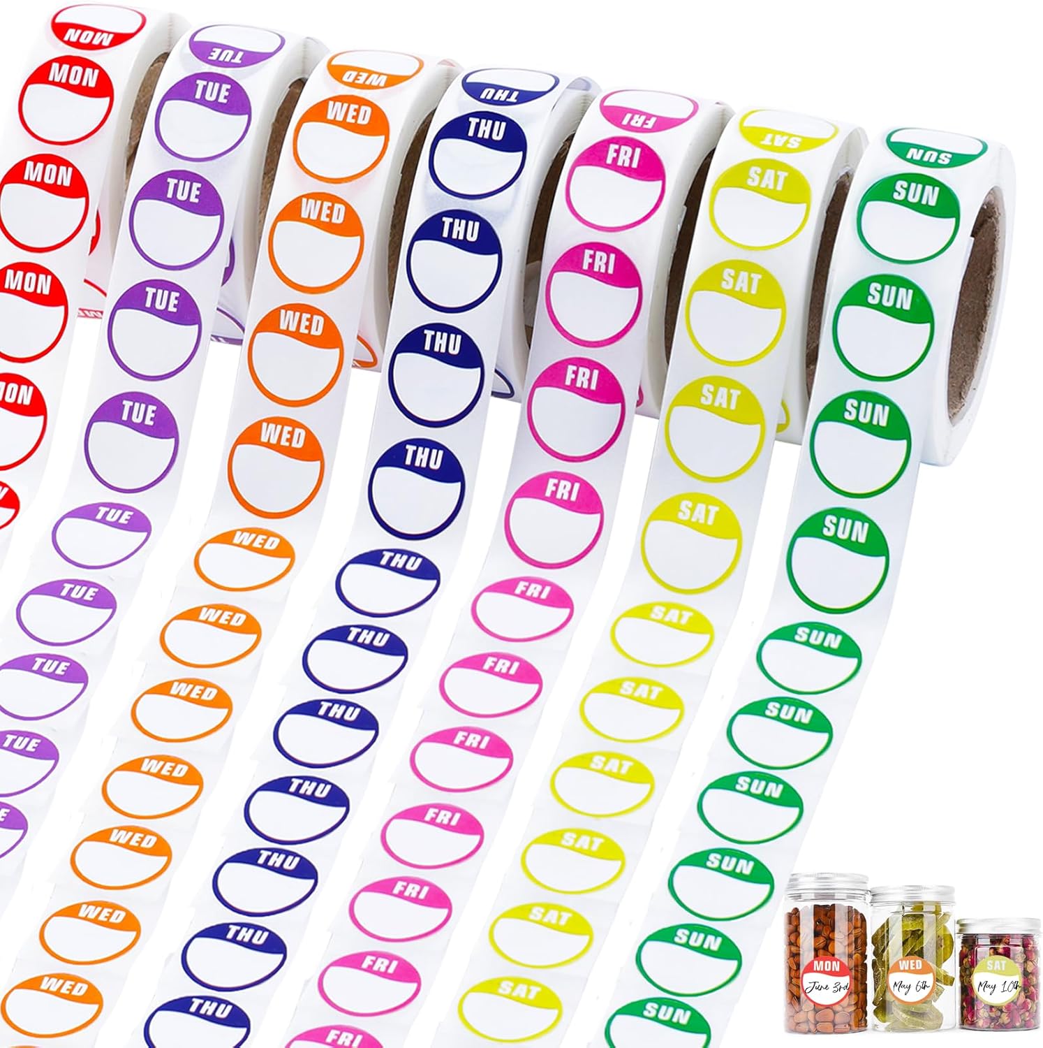 Days of The Week Stickers, Special 3500 Food Labels Stickers, Innovative Circula...