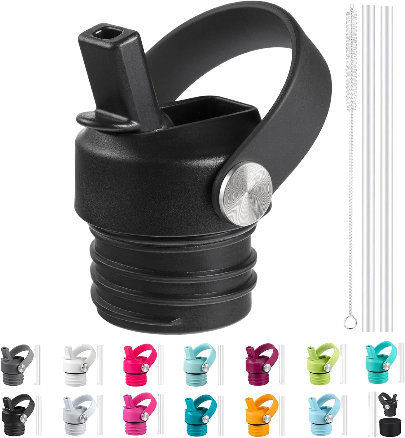 Straw Lid fits Hydro Flask Standard Mouth, 21 24 oz, Sports Flex Cap Water Bottl...