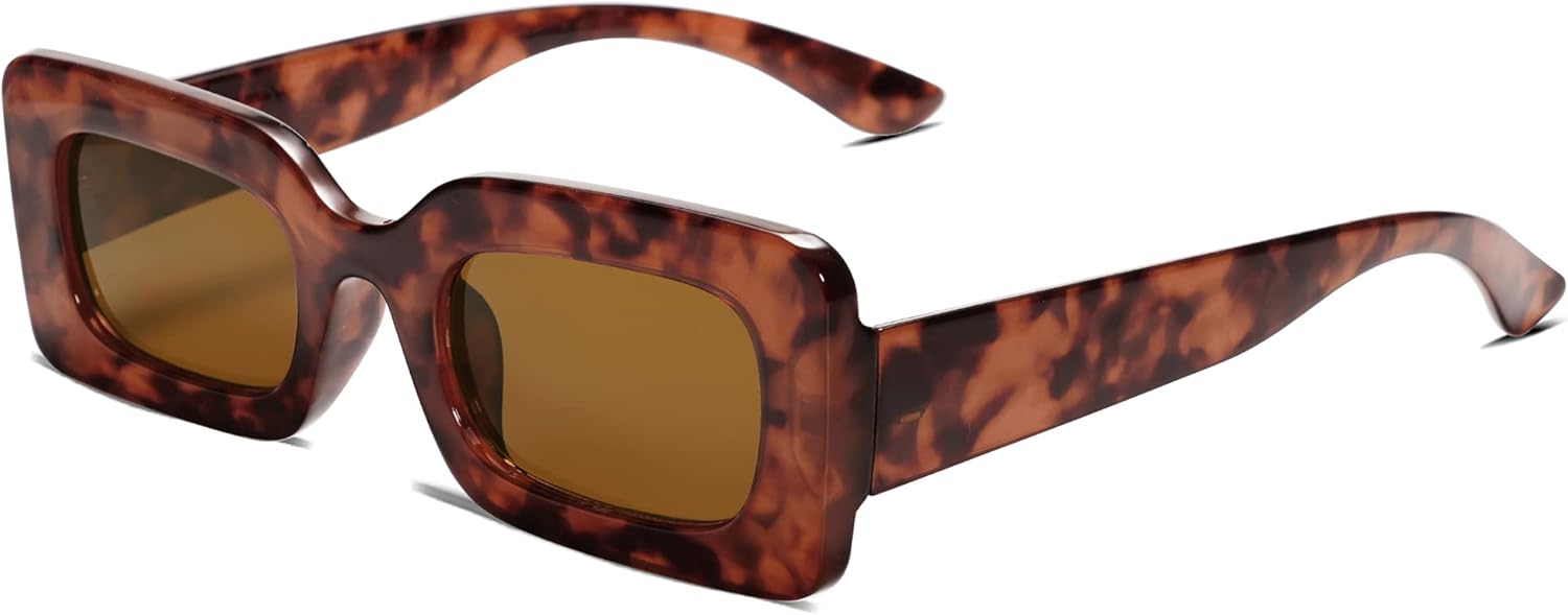 SOJOS Retro 90s Nude Rectangle Sunglasses, Trendy Chunky Glasses for Women and M...