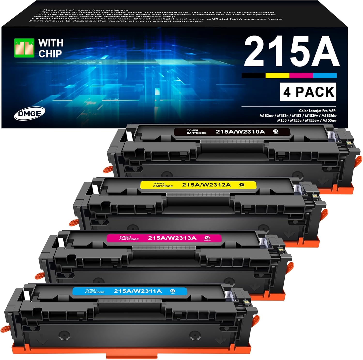 215A Toner Cartridges (with Chip) - Replacement for HP 215A Toner Cartridges 4 P...