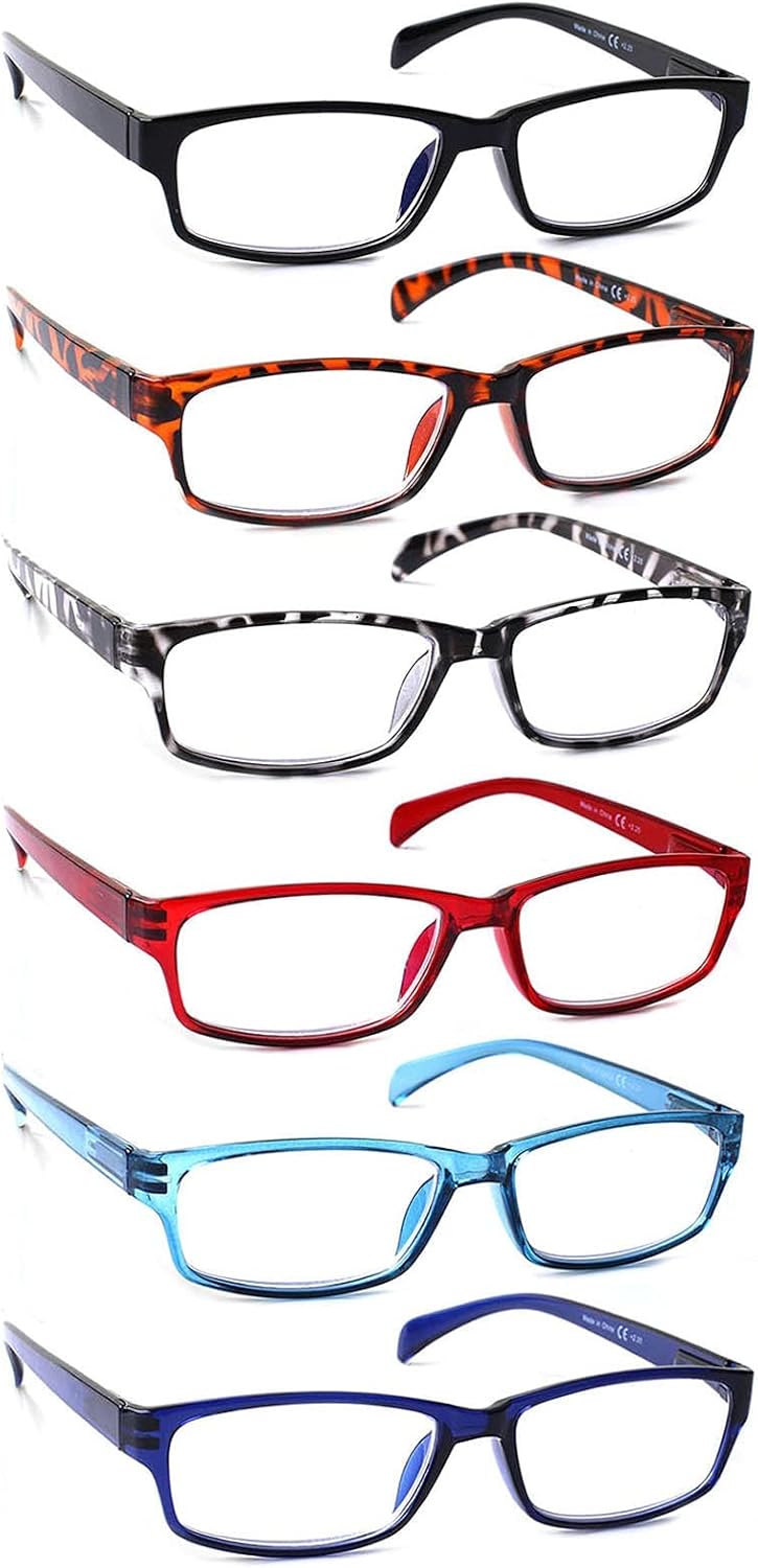 JOSCHOO Computer Reading Glasses for Women and Men 6 Pack Blue Light Blocking Sp...