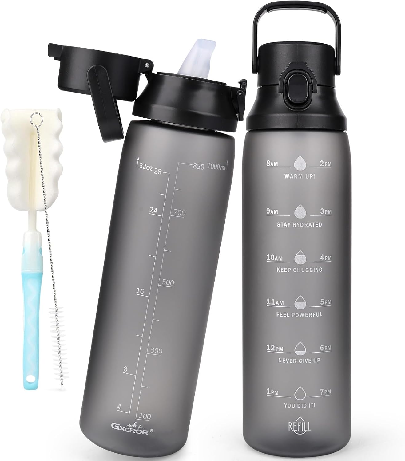 GXCROR 1 Litre Water Bottle with Straw, BPA Free Leakproof Sports Water Bottles...