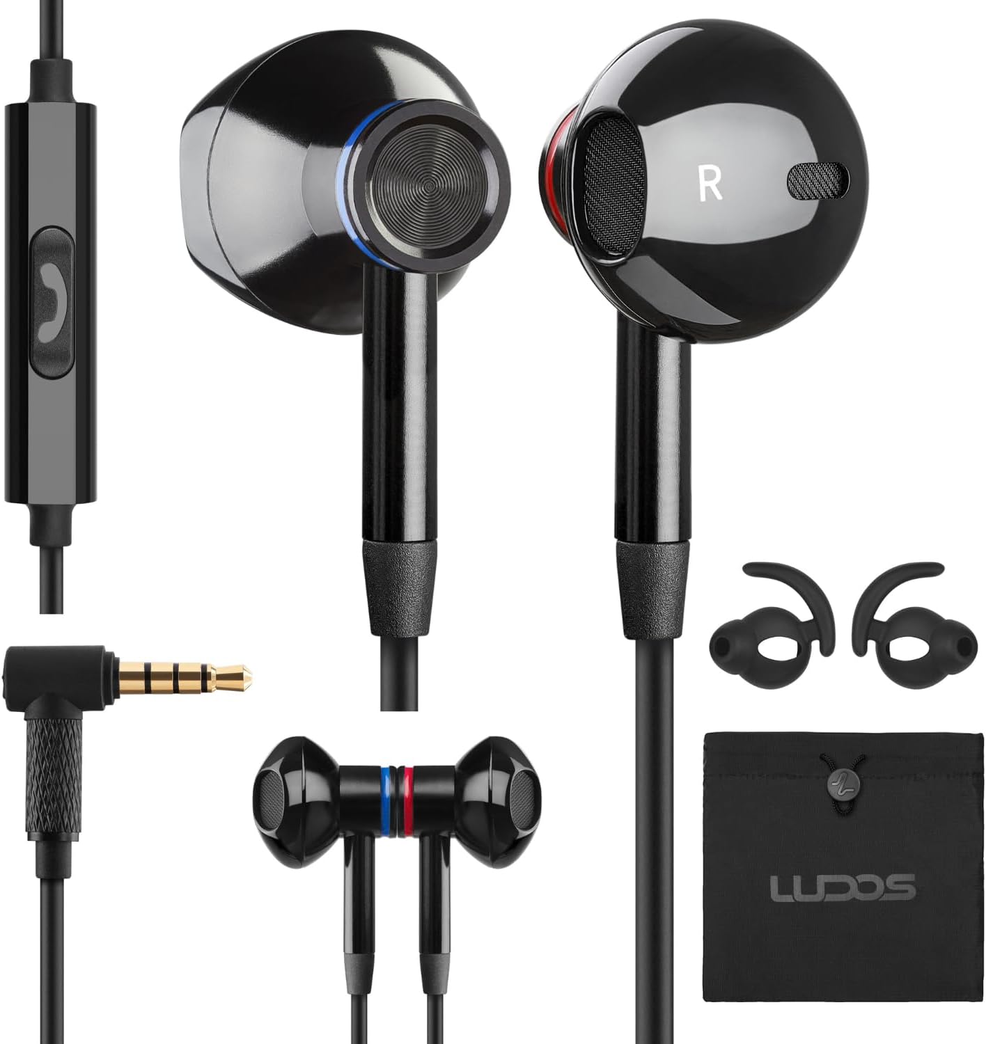 Ludos NOVA Wired Earbuds In-Ear Headphones, Earphones with Microphone, 5 Years W...