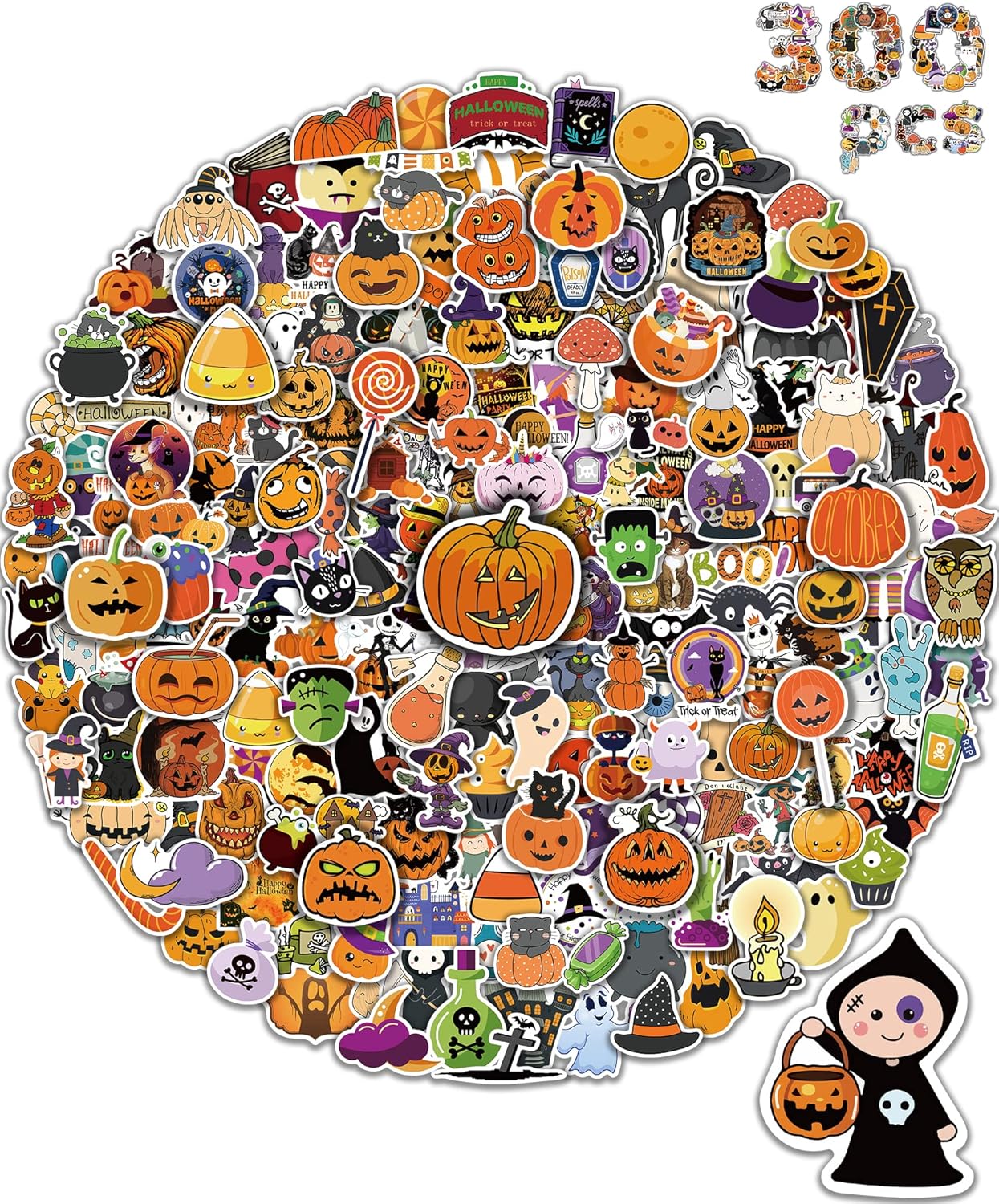 Benresive 300 Pcs Halloween Stickers for Kids, Halloween Holiday Stickers Bulk,...