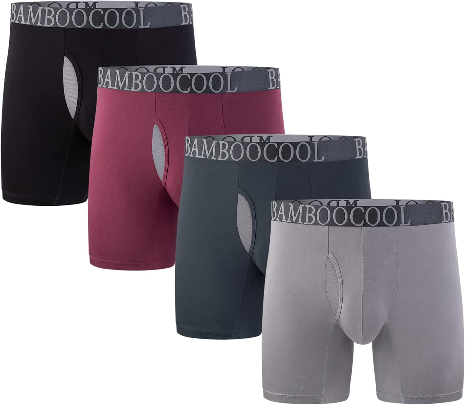 BAMBOO COOL Men's Breathable Underwear Moisture-Wicking Mesh Boxer Briefs Perfor...