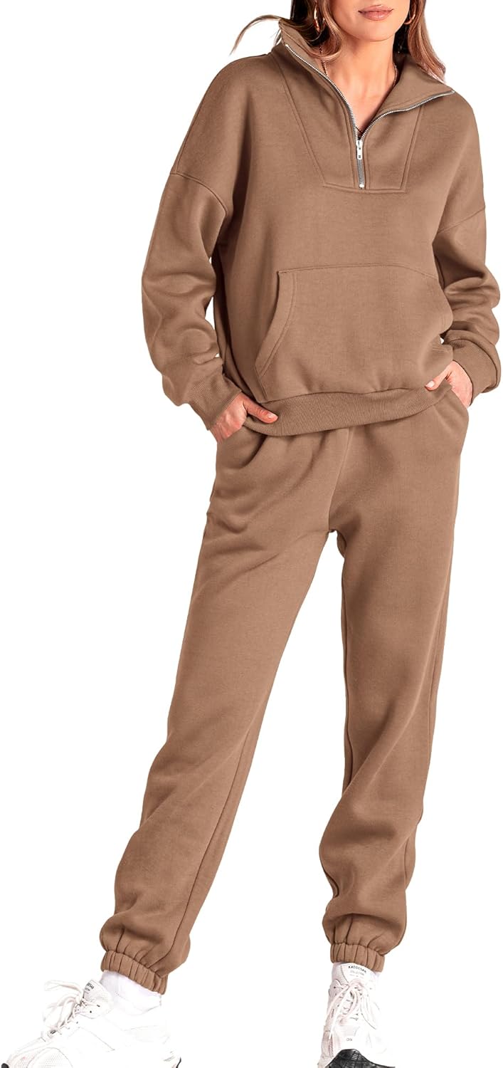 BTFBM Women 2 Piece Tracksuits, Special Fall Winter Tracksuits with 1/4 Zip Swea...