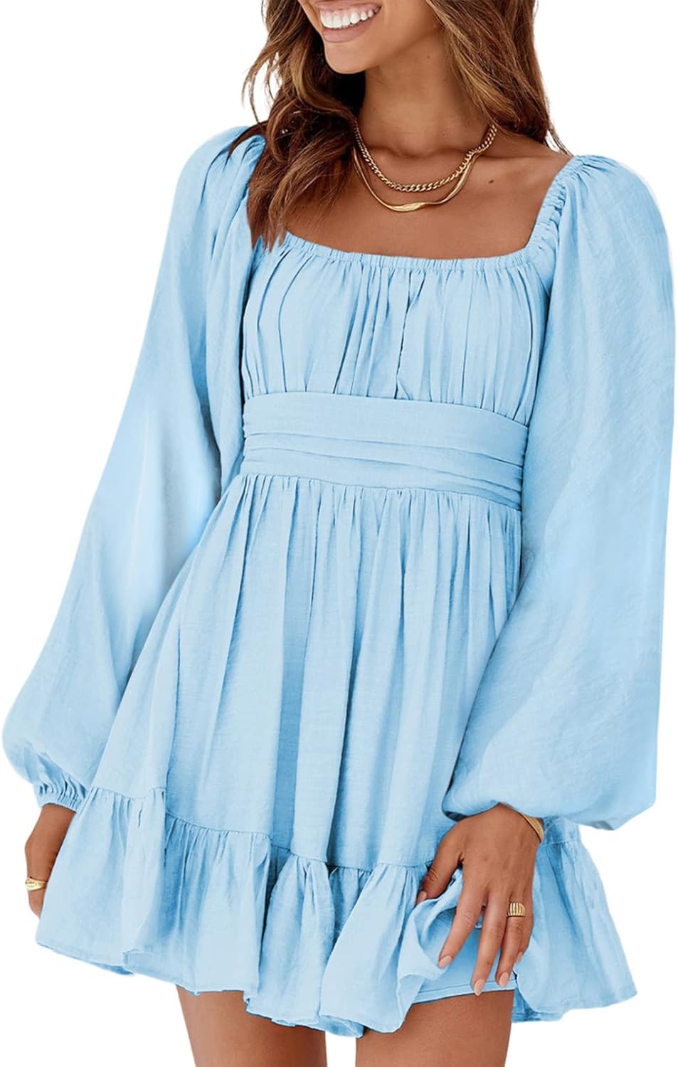Dokotoo Women's Dress, Special Long Lantern Sleeve Dress with Square Neck, Innov...