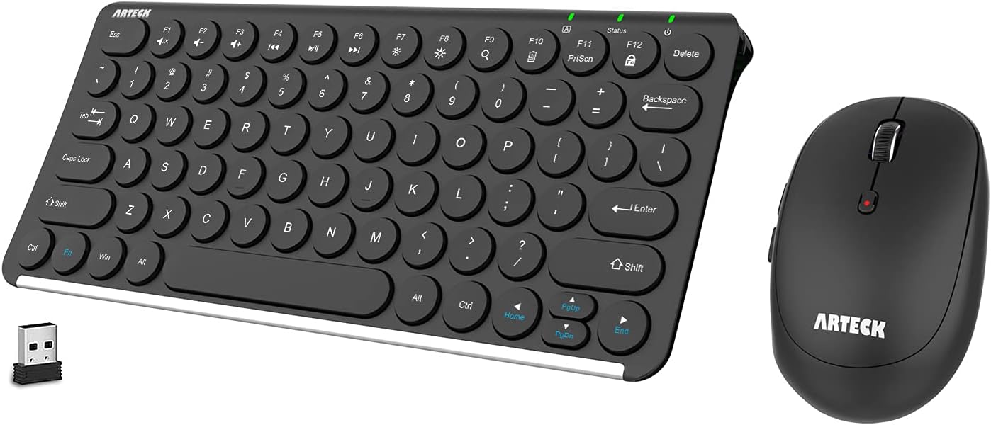Arteck 2.4G Wireless Keyboard and Mouse Combo Ultra Compact Slim Stainless Full...