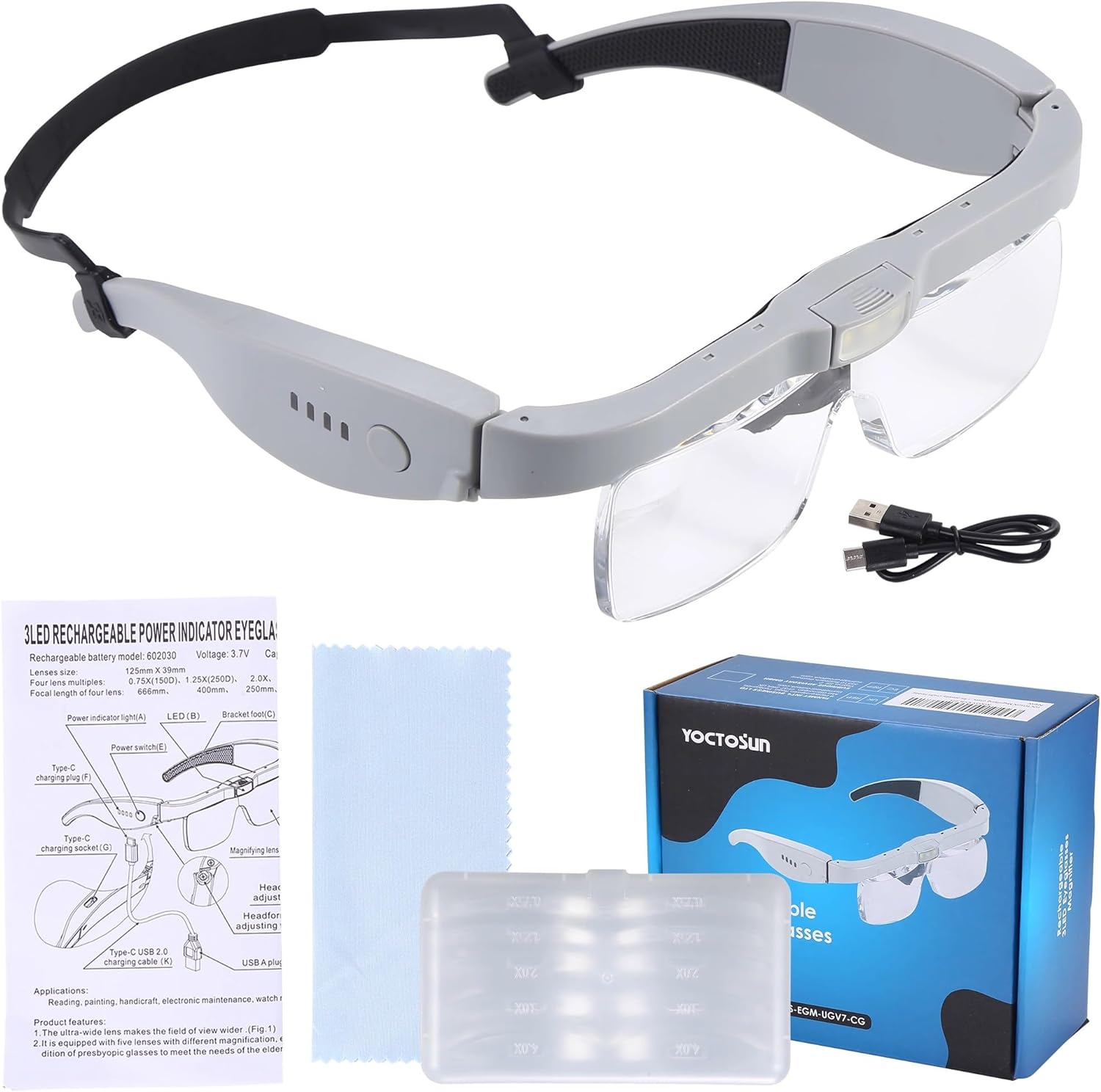 YOCTOSUN Magnifying Glasses, Special Magnifier Glasses with Light for Close Work...