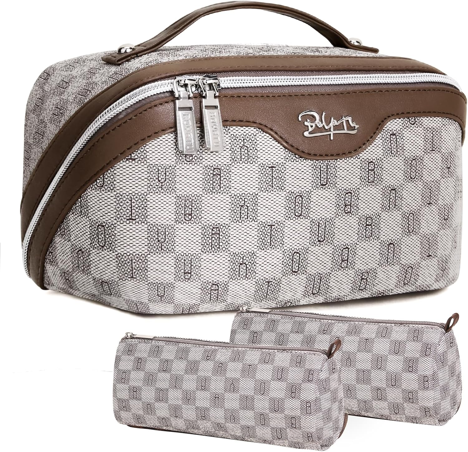 Travel Makeup Bags Cosmetic Organizer Bag: Large Capacity Make up Bag Set of 3 -...