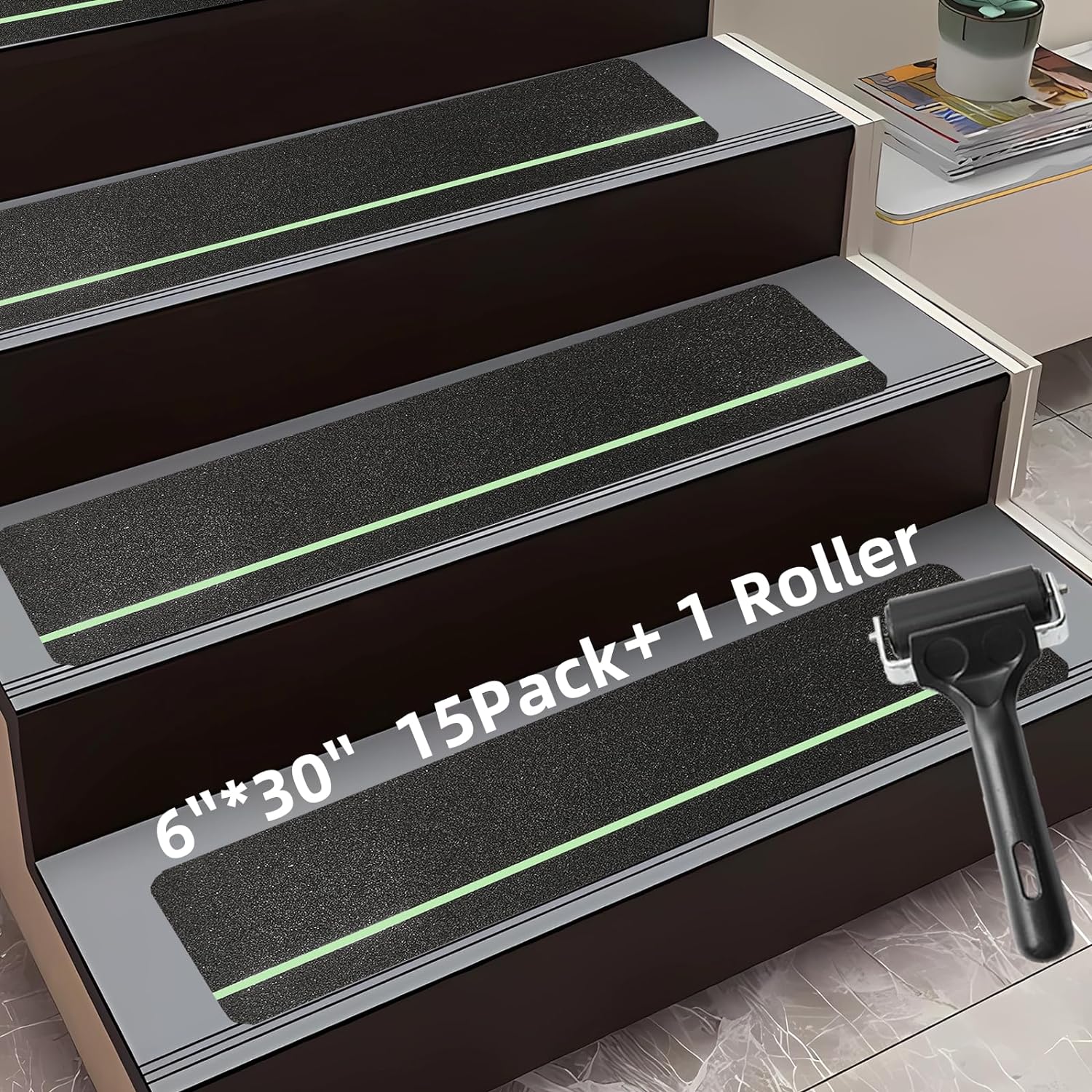 ROMROL 15-Pack Anti Slip Tape 6"×30", Indoor & Outdoor Stair Treads Non Slip, Gl...
