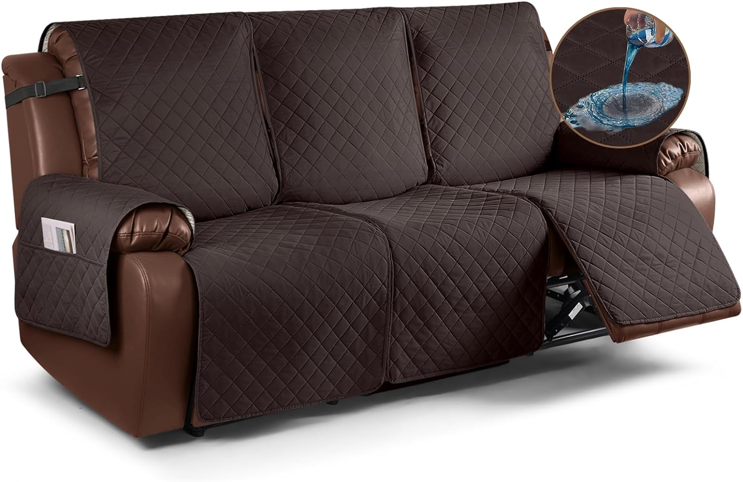 KinCam Waterproof Recliner Sofa Cover, Non-Slip Reclining Couch Covers for 3 Sea...
