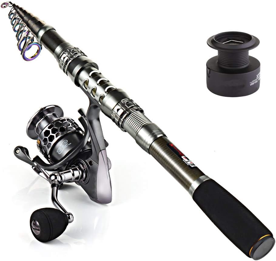 Sougayilang Telescopic Fishing Rod Reel Combos with Carbon Fiber Fishing Pole Sp...