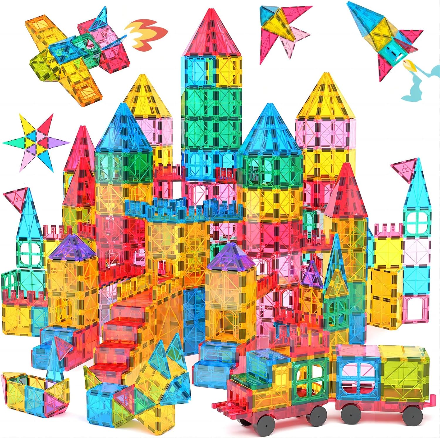 Jasonwell Magnetic Tiles Building Blocks Set for B...