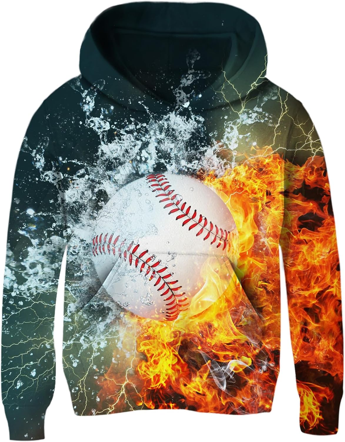 Idgreatim Kids 3D Print Pullover Hoodies Warm Thick Hooded Sweatshirt with Packe...