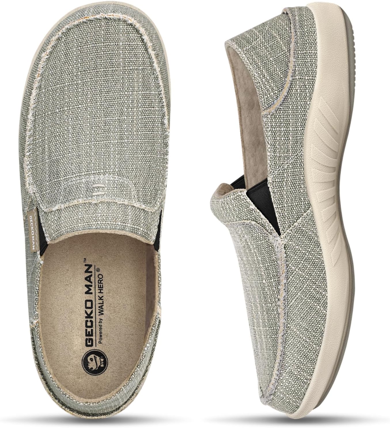 Mens Slip On Shoes, Special Canvas Loafers with Arch Support, Innovative Orthope...