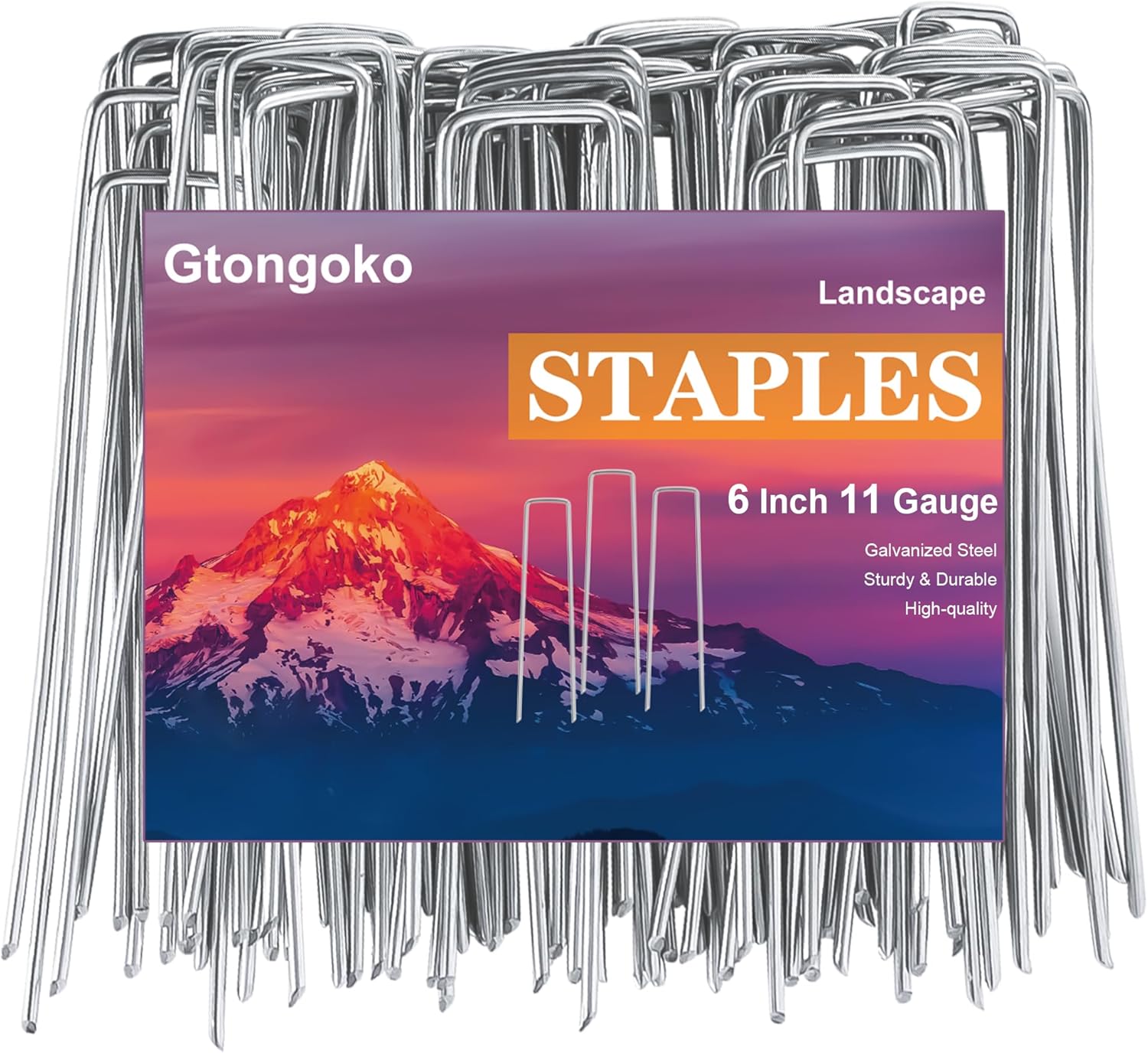Gtongoko 120 Pack Galvanized Landscape Staples Garden Stakes Plant Cover Stakes...