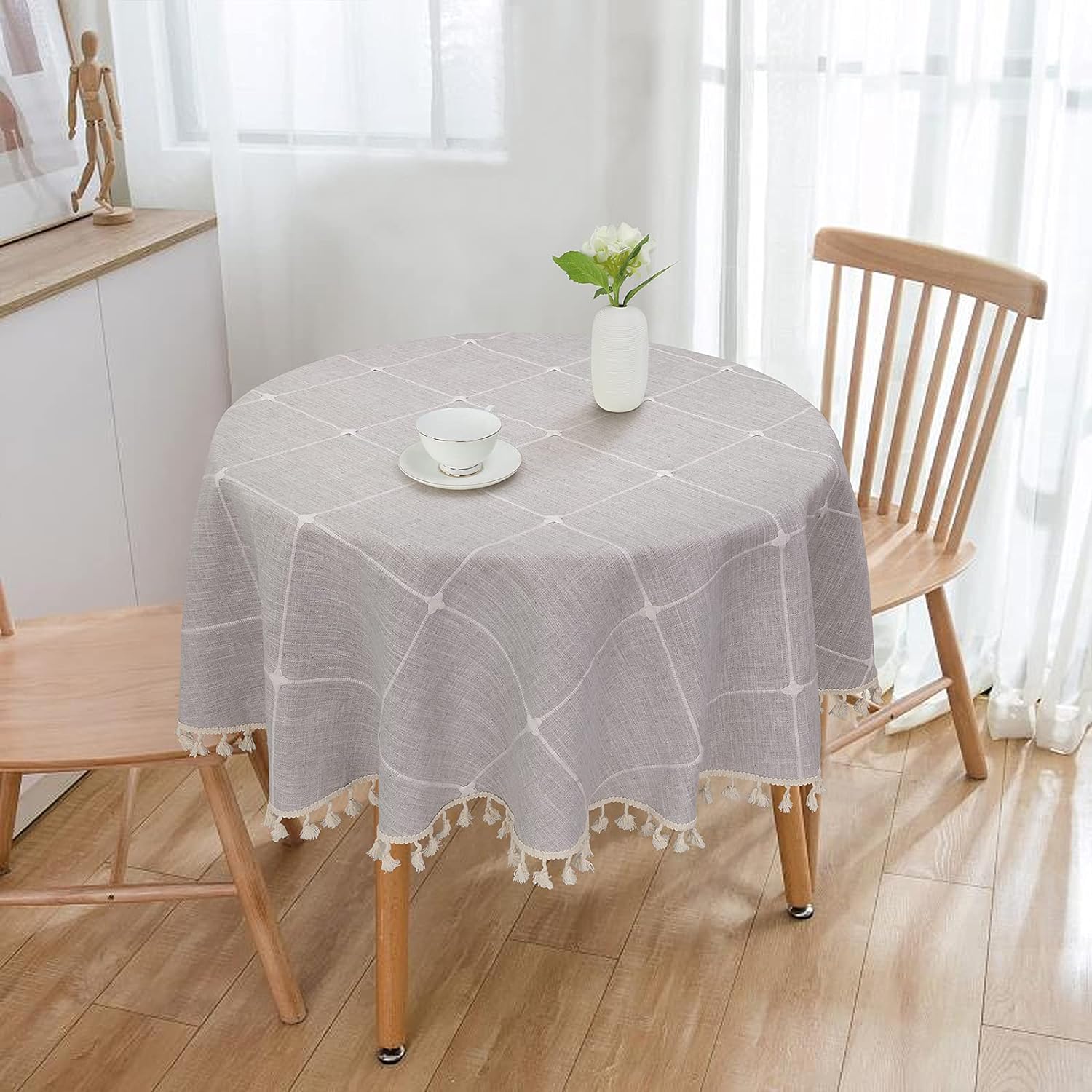 Vonabem Table Cloth, Special Tassel Cotton Linen Table Cover for Kitchen Dining,...
