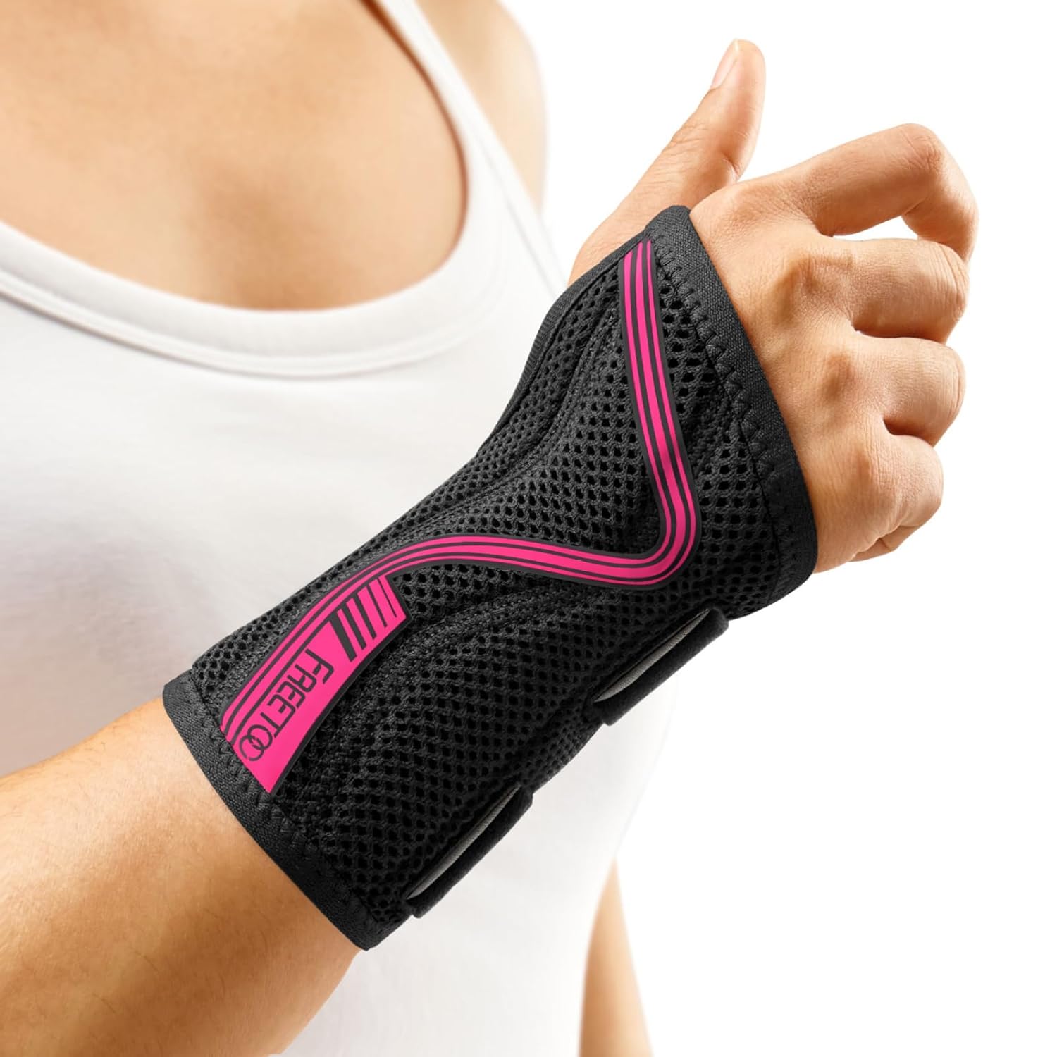 FREETOO Wrist Brace for Carpal Tunnel,[New Upgrade-Anatomically shaped] Adjustab...