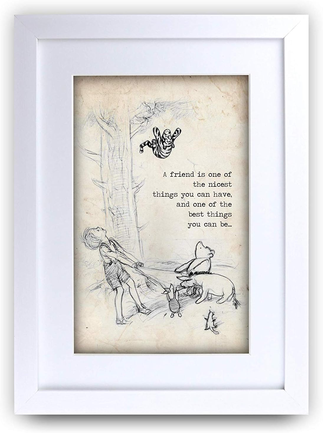 HWC Trading FR Winnie the Pooh Nicest Best Friend A4 Framed Printed Quote Nurser...