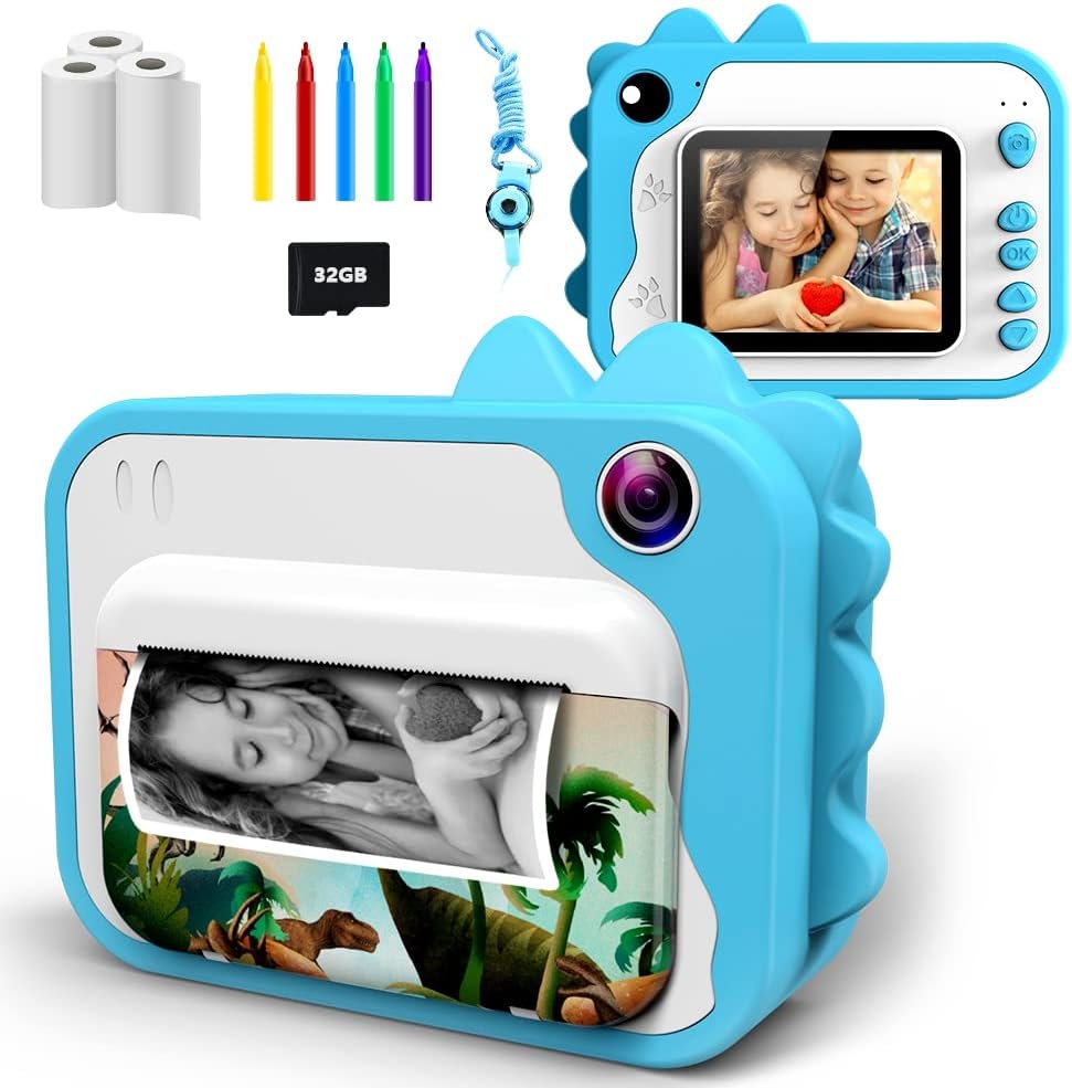 Instant Print Camera for Kids,Upgrade 2.4''1080P HD,Video Camera, No Ink Thermal...