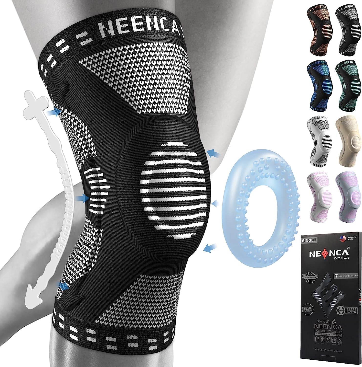 NEENCA Knee Braces, Special Compression Knee Sleeves with Patella Gel Pad, Innov...