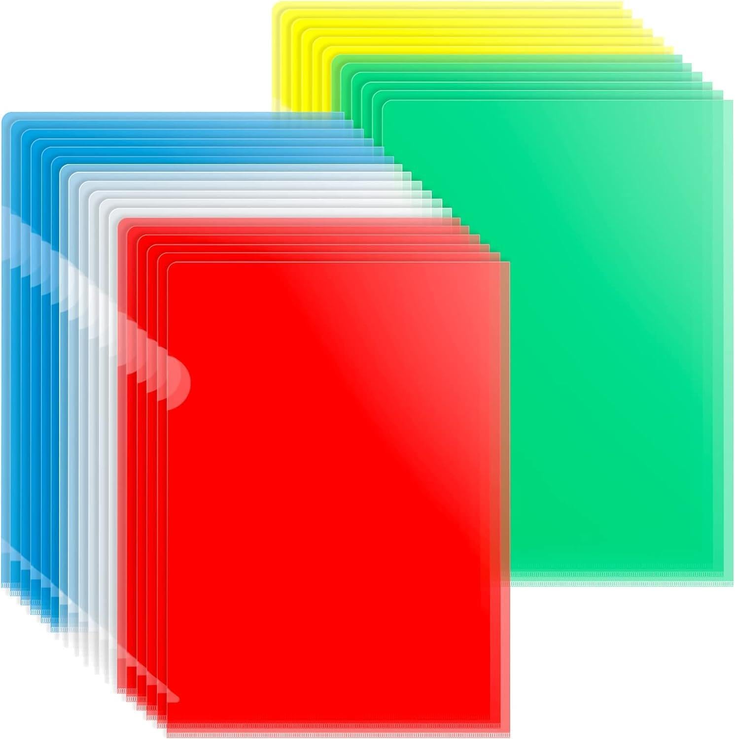 LEOBRO 30Pack Plastic Wallets A4, A4 Plastic Sleeves Cut Flush for Document, A4...
