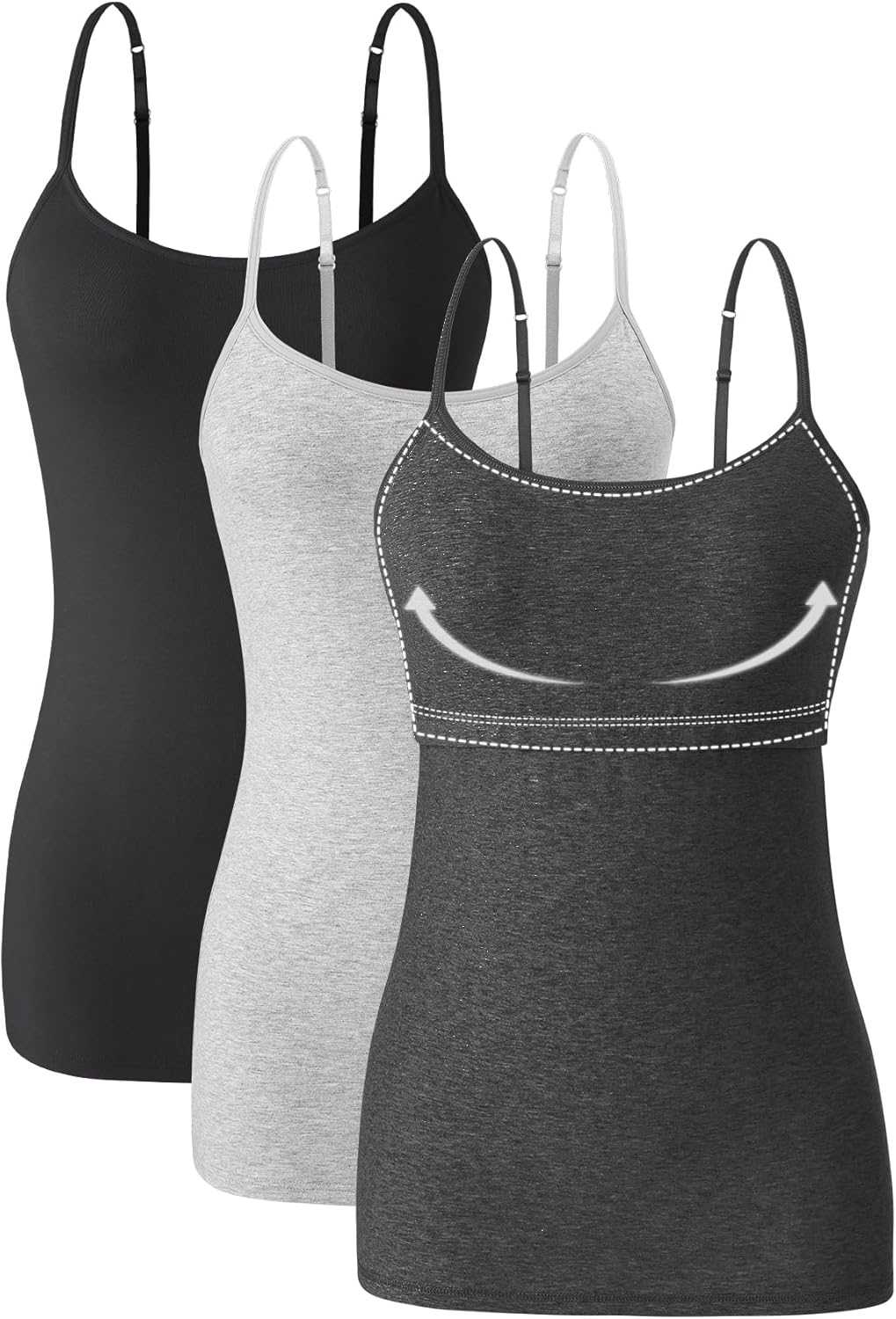 Orrpally Women Cotton Camisole Shelf Bra Cami Tank Tops Adjustable Spaghetti Str...