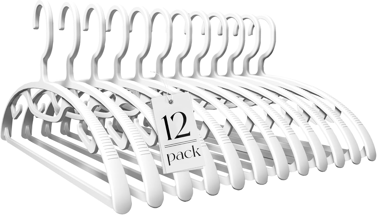 HOUSE DAY White Plastic Clothes Hangers, Heavy Duty Coat Hangers 12 Pack, Premiu...