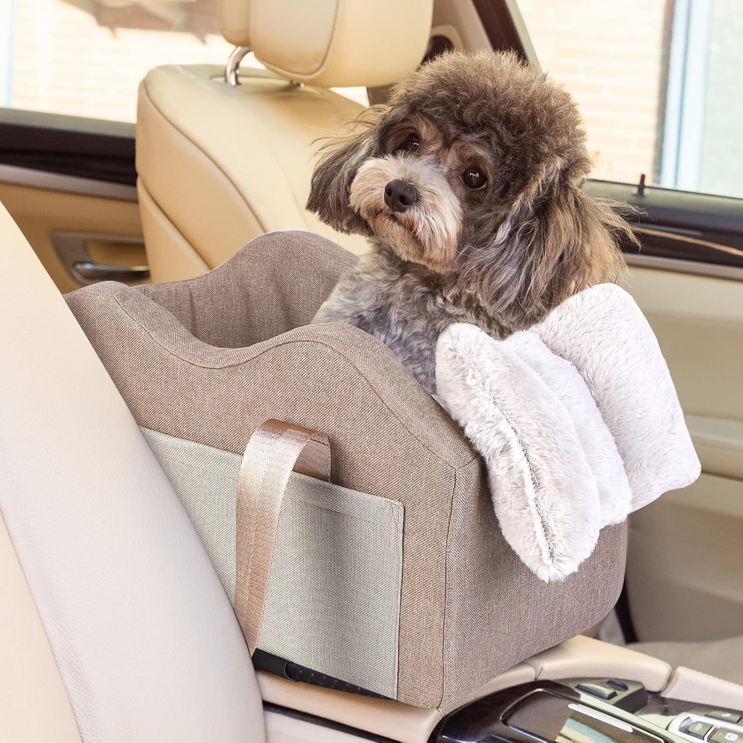 Dog Car Seat for Small Dog Center Console Seat Pet Booster Seat for Car Puppy Ca...